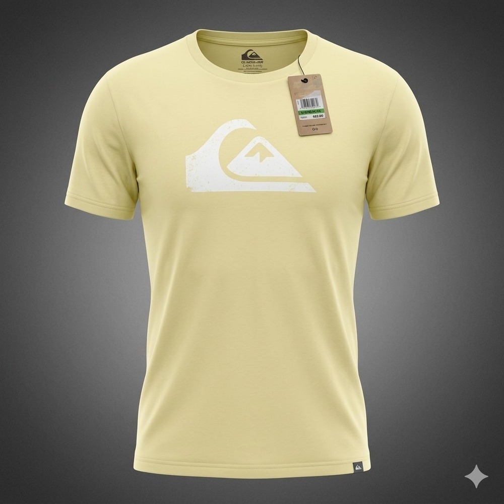Quiksilver Boy's Youth XL 18/20 T-Shirt NWT Yellow Big Logo Surf Graphic Tee NEW
